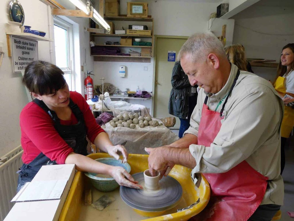 Keith making pottery at Louis Mulcahy Pottery