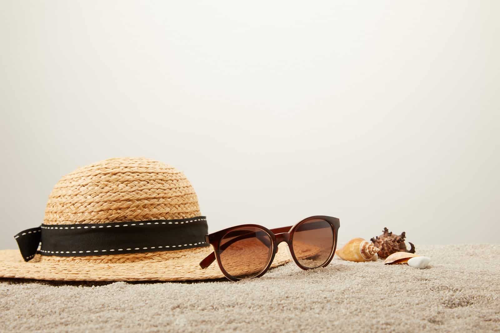 hat and sunglasses